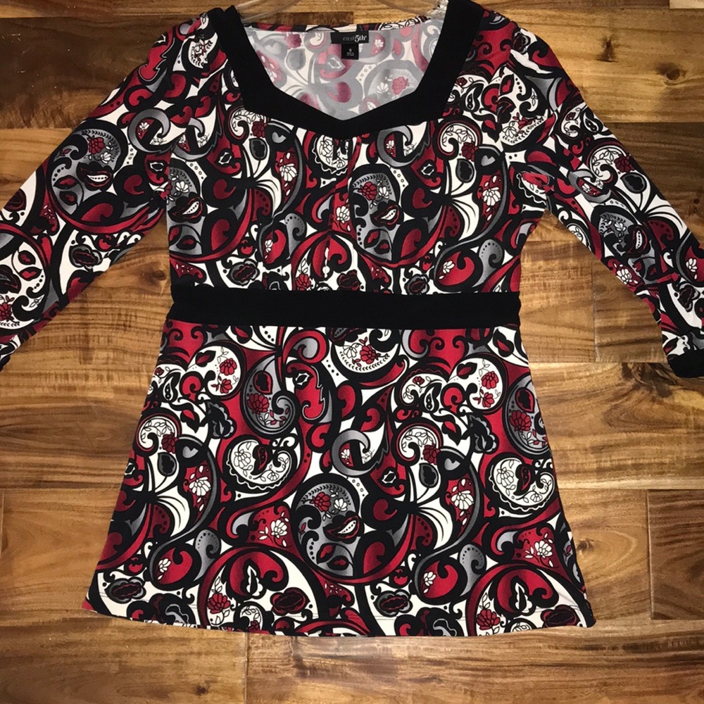 Red Silk Pattern Top